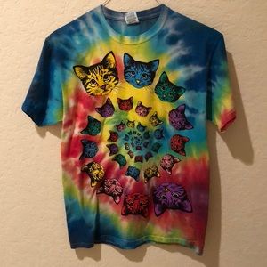 Psychedelic cat tie-dye t-shirt